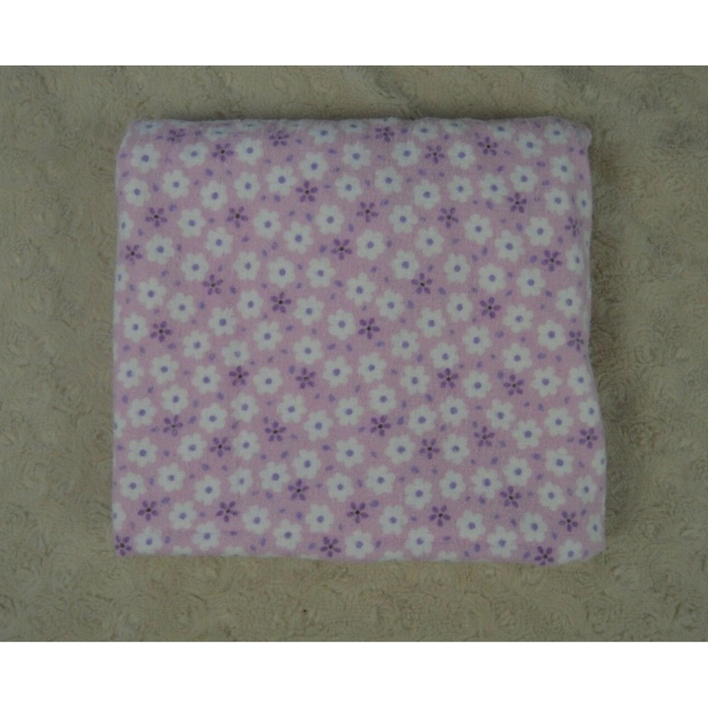 Carter's Purple Floral Baby Receiving Blanket Flannel White Flower Dots Cotton